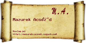 Mazurek Acsád névjegykártya